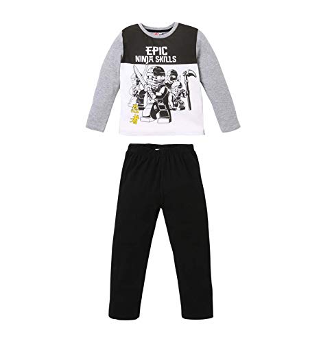 Lego- Pyjama Long Enfant garçon Ninjago Blanc/Noir de 4 à 10ans