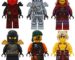 Six figurines LEGO Ninjago  – Cole, Zane et  Kai, Clouse, Krait et Bucko et 12 armes