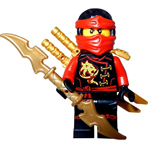 Kai Skybound (Minifigurine Rouge Ninja) avec deux épées Lego et une épée GalaxyArms