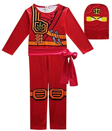 Déguisement Ninjago Masters of Spinjitzu, Costume avec Masque et Ceinture (Rouge)