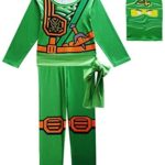 FINDPITAYA Déguisement Ninjago Masters of Spinjitzu Halloween Noel Ninja Cosplay Costume avec Masque et Ceinture Enfant Vert