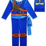 FINDPITAYA Déguisement Ninjago Masters of Spinjitzu Halloween Noel Ninja Cosplay Costume avec Masque et Ceinture Enfant Bleu