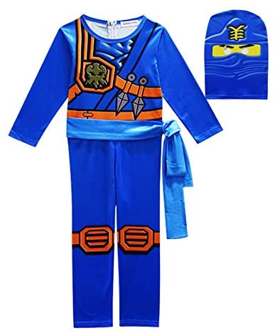 Déguisement Ninjago Masters of Spinjitzu, Costume avec Masque et Ceinture, Bleu