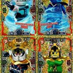 Lego Ninjago Série 3 - 4 cartes édition limitée Or - Cartes à collectionner LE5 Zane, LE6 Jay, LE7 Samurai X, LE8 Hutchins + carte Bonus Série 2 LE11 Ultra Acronix