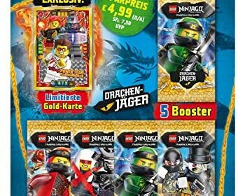 Lot de 5 boosters et Carte en Or limitée Lego Ninjago Série IV