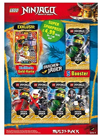 Lot de 5 boosters et Carte en Or limitée Lego Ninjago Série IV