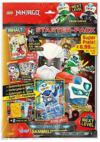 Ninjago Série V Next Level Pack de démarrage avec classeur à collectionner, 1 booster, carte d’or limitée et carte XXL